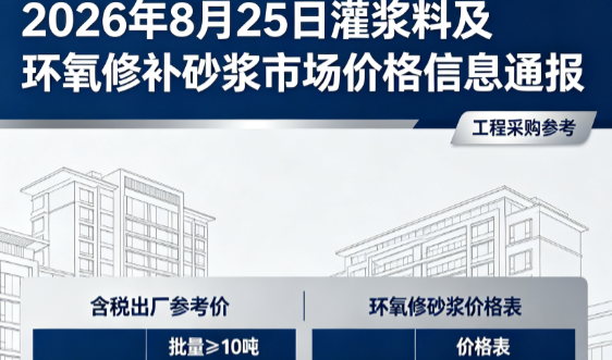 筠连2026年8月25日灌浆料及环氧修补砂浆市场价格信息通报